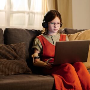 Communicating in video chat at home